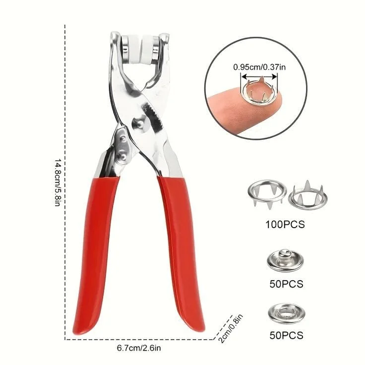 Metallic Snap Button Pliers Kit – 100 Button Set Fastener Tool - Image 3