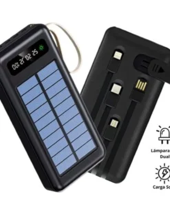 Alternative view of 14,000mAh Fast Charging Solar Power Bank – 4 Built-in Cables, LED Display, Torch & Phone Holder